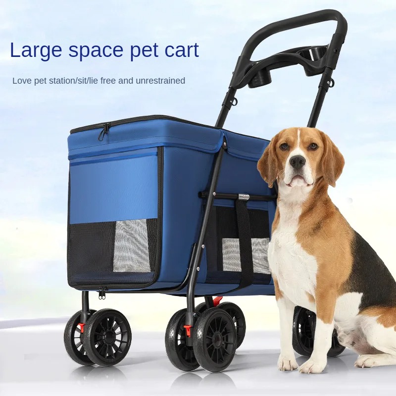 Leve e dobrável Pet Stroller, carrinho de cachorro pequeno, Cat Teddy, uso ao ar livre, tamanho médio a grande