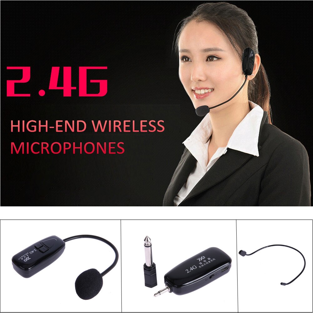 2.4G Wireless Microphone Speech Headset Megaphone Radio Mic For Loudspeaker Teaching Meeting Guide Mic With 6.5mm Adapter