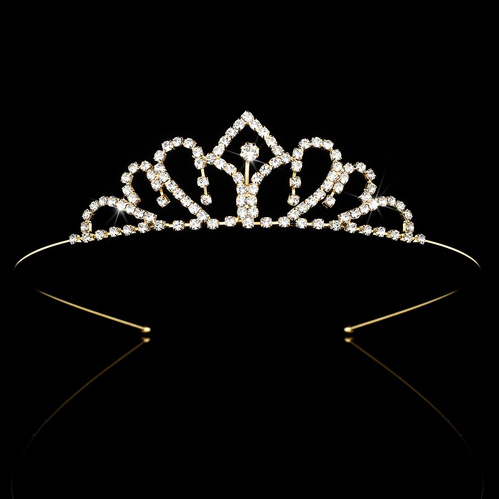 Feminino menina crianças coroa princesa cristal tiaras casamento strass bandana baile presente jóias de cabelo decoração: J012 gold