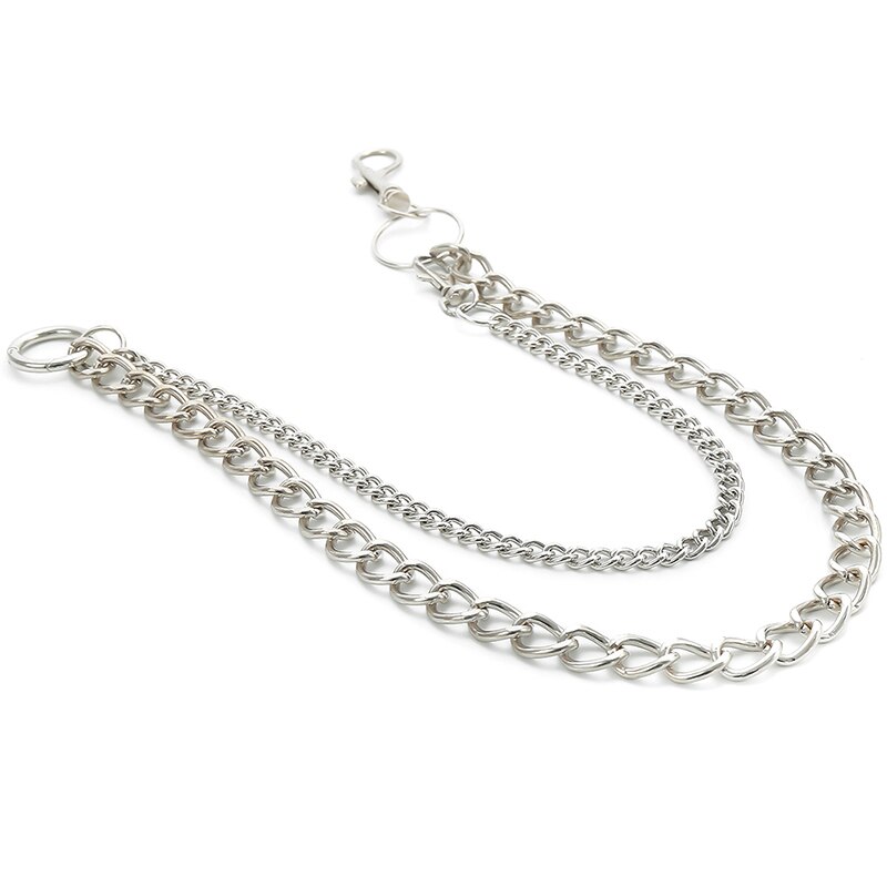 2 Layer Metal Silver Color Belt Chain Rock Punk Style Hip-hop Pants Chain Waist Belt Unisex Trouser Accessories Good