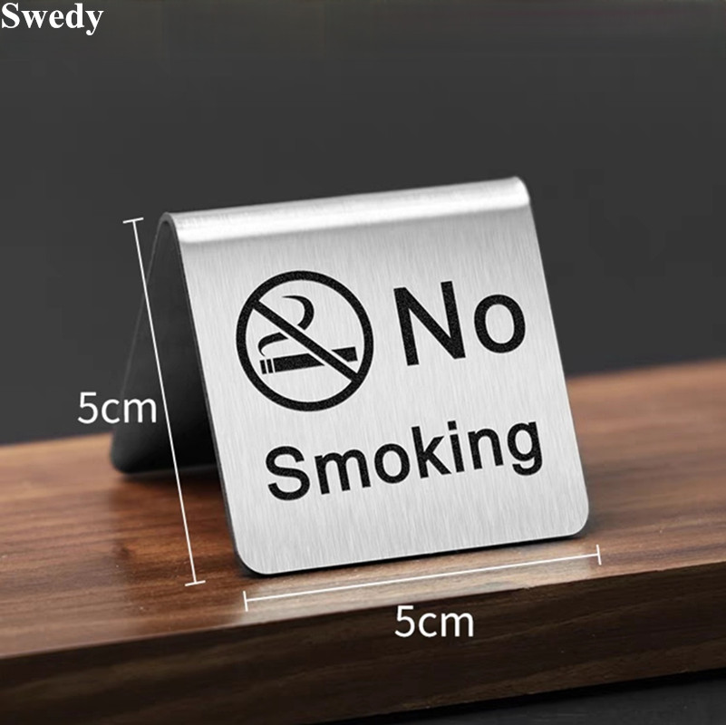 Stainless Steel No Smoking Table Sign Double Sided Wedding Table Number Stand Metal Sign Reserved Seating Signs Stand: Pink