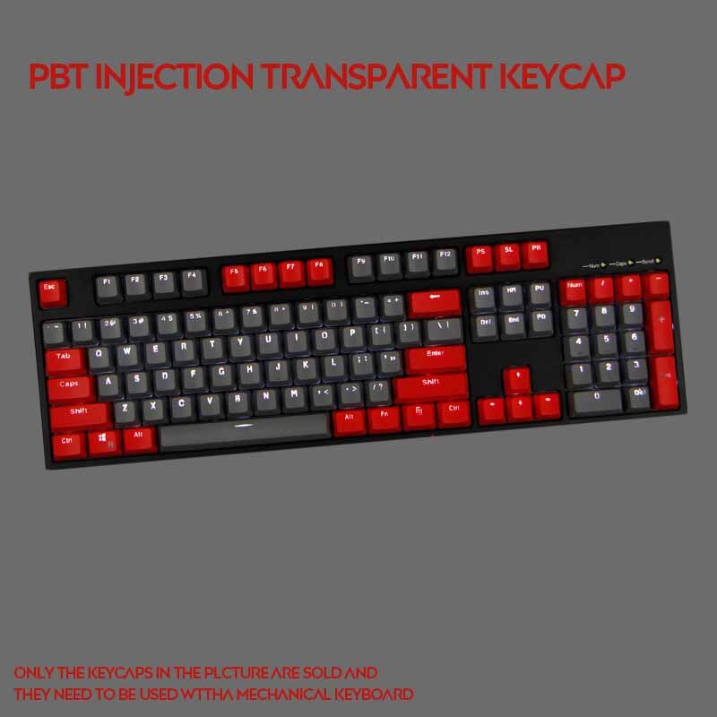 104-tasten Pbt Tastenkappen Doppel Schuss Transluzenten Tastenkappen OEM Profil Für Cherry MX Schalter Mechanische Tastatur: Dolch  Red gray