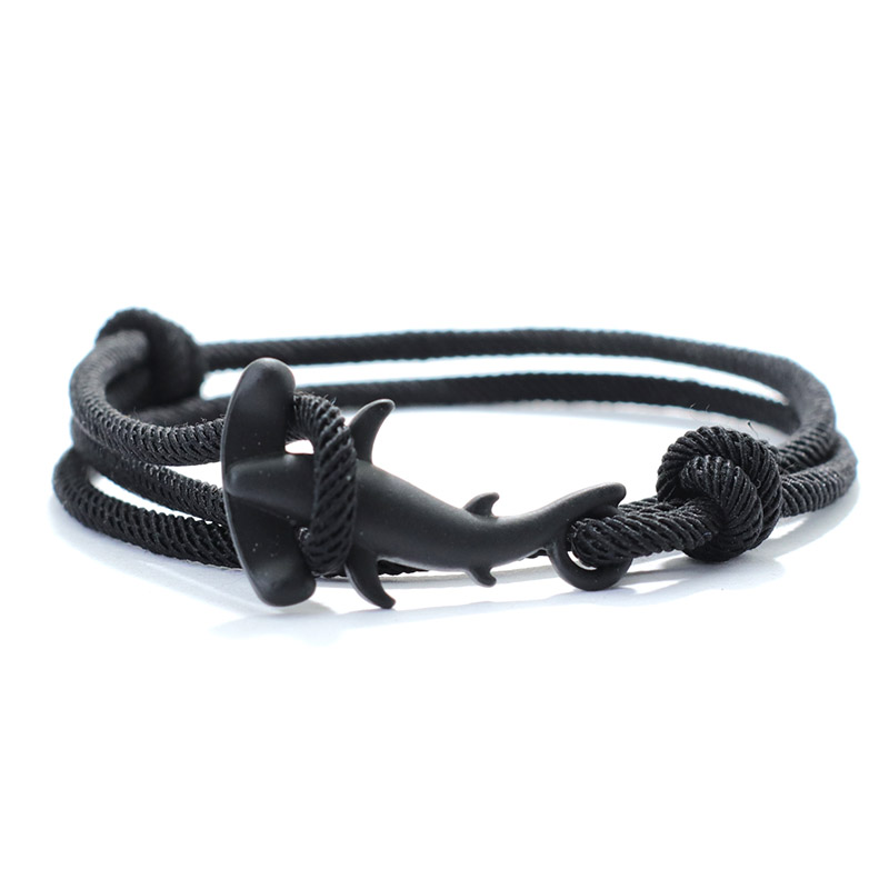 Noter Mens Bracelet Handmade Adjustable Marine Animals Shark Braclet Double Layer Cord Chain Surfing Braslet Beach Joias: Rhodium Plated