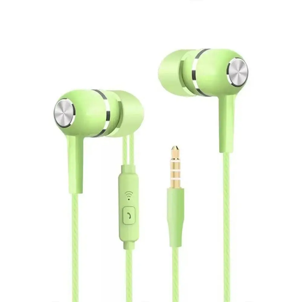 Stereo In-Ear Earphone Earpiece With Microphone 3.5mm Earbuds Universal Portable Wired Headphone For Apple/Android/: green