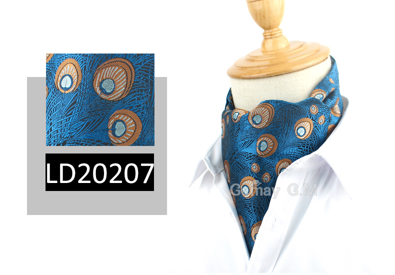 Men Cravat Ties Classic Cravat Ascot For Men Scrunch Self British style Gentleman Polyester Neck Tie Luxury Jacquard Cravats