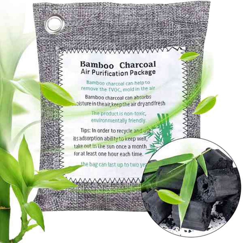 Luftreningspåse med aktivt bambukol 10- pack (4 x 200g, 2 x 75g, 4 x 50g) naturlig luftreningspåse.