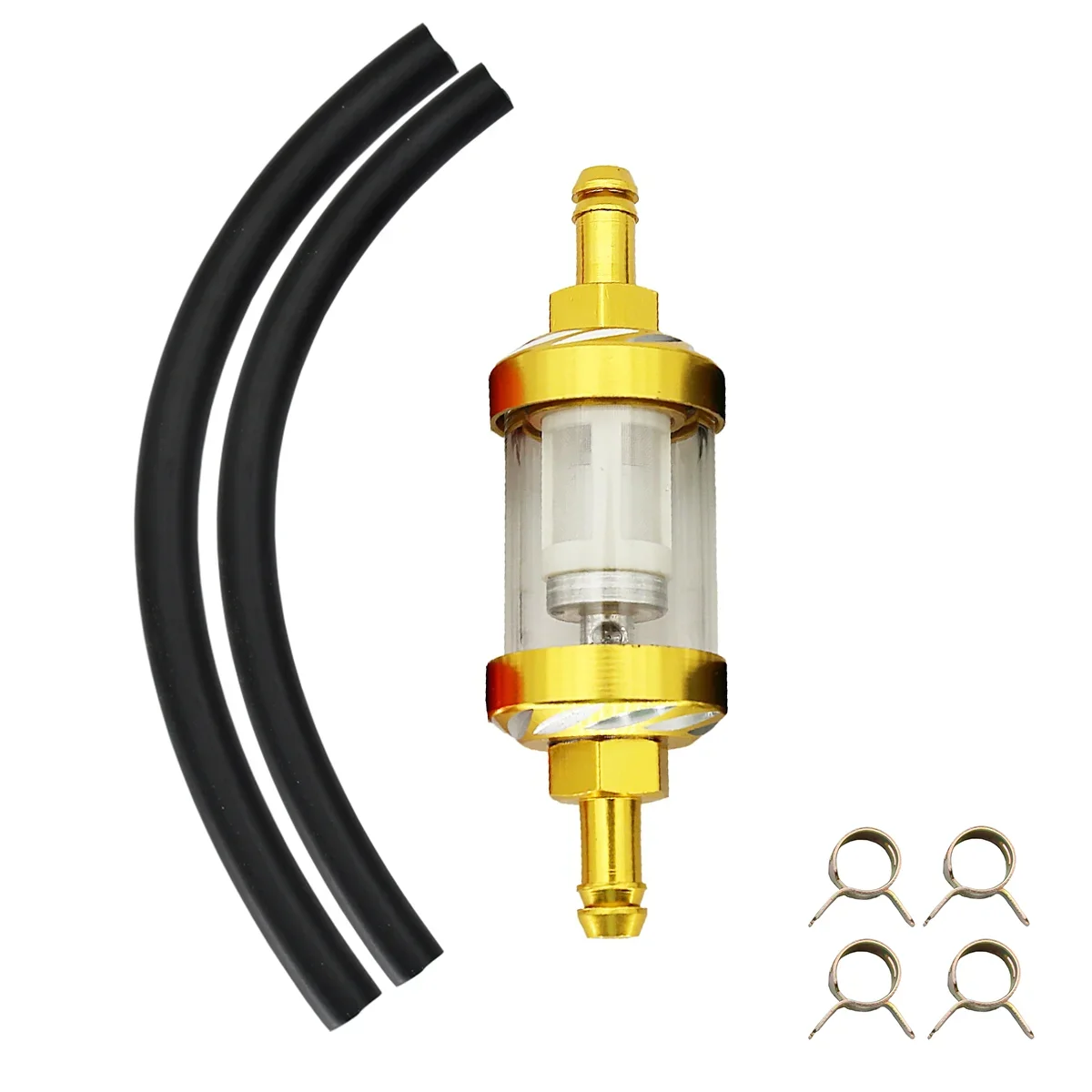Filtro de aceite de gasolina y combustible de vidrio de aleación de aluminio CNC de 8mm Moto para Dirt Pit Bike 125/140/150/160cc CRF70 90 110 TTR100 110 KLX65: Marfíl