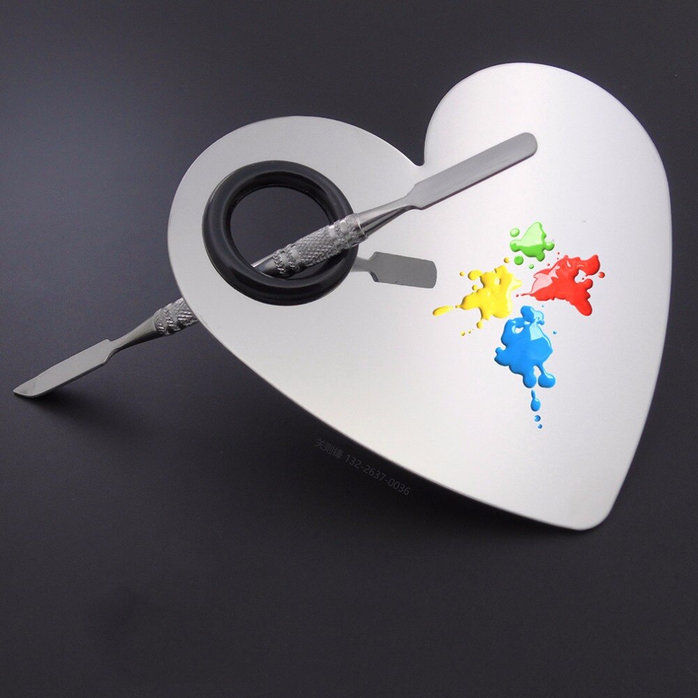 Stainless Steel Makeup Mixer Nail Art Polish Mixing Plate Foundation Eyeshadow Eye Shadow Mixing Palette Spatula Rod Tool