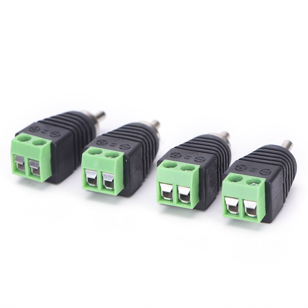 4 pcs Speaker Wire cable to Audio Male RCA Connector Adapter Jack Plug