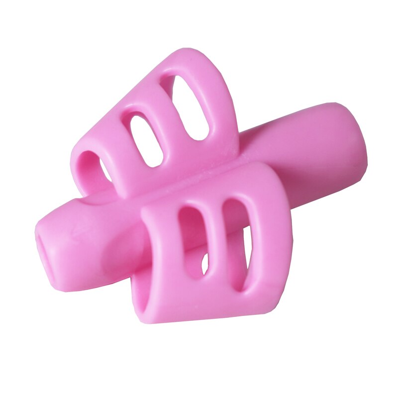 1Pc Kinderen Schrijven Potlood Pannenlap Kinderen Leren Praktijk Siliconen Pen Ondersteunde Grip Houding Orthese Studenten: Roze