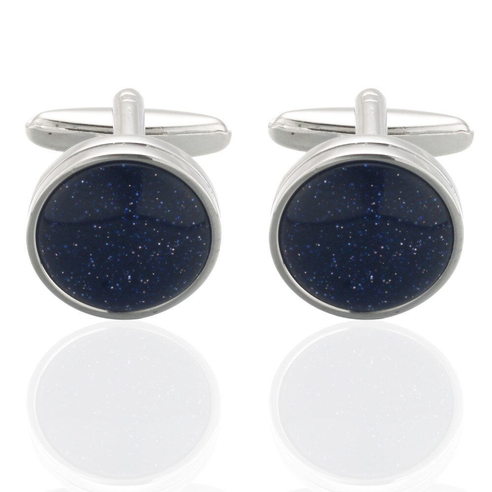 MeMolissa High-end Blue Sandstone Cufflinks Gold with Back Stone Classic Men's Business Shirt Cufflinks