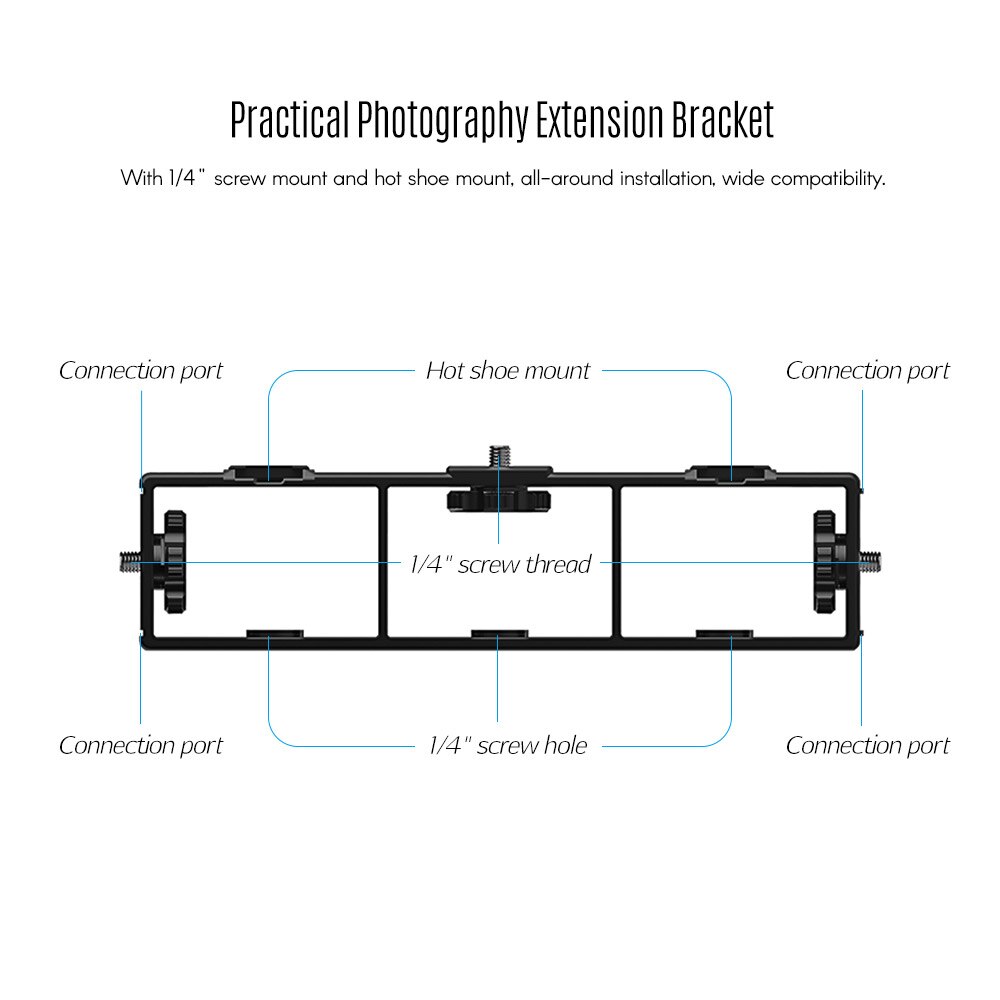 Extension Photography Bracket Cage Holder Rig with Screw Mount Flash Bracket for Video Microphone Monitor Phone Clamp Tripod