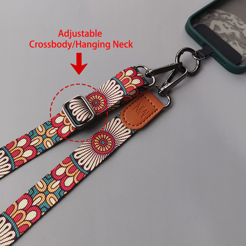 Retro Totempatroon Crossbody Mobiele Telefoon Lanyard Verstelbare Hangende Hals Mobiele Telefoon Riem Hanger Met Universele Kaartpakking