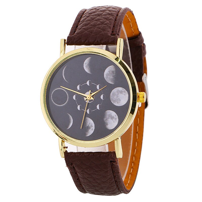 Moon Phase Serie Armband Horloge Vrouwen Horloge Mode Persoonlijkheid Vrouw Horloge Casual Quartz Horloge Vrouwen Horloge: brown