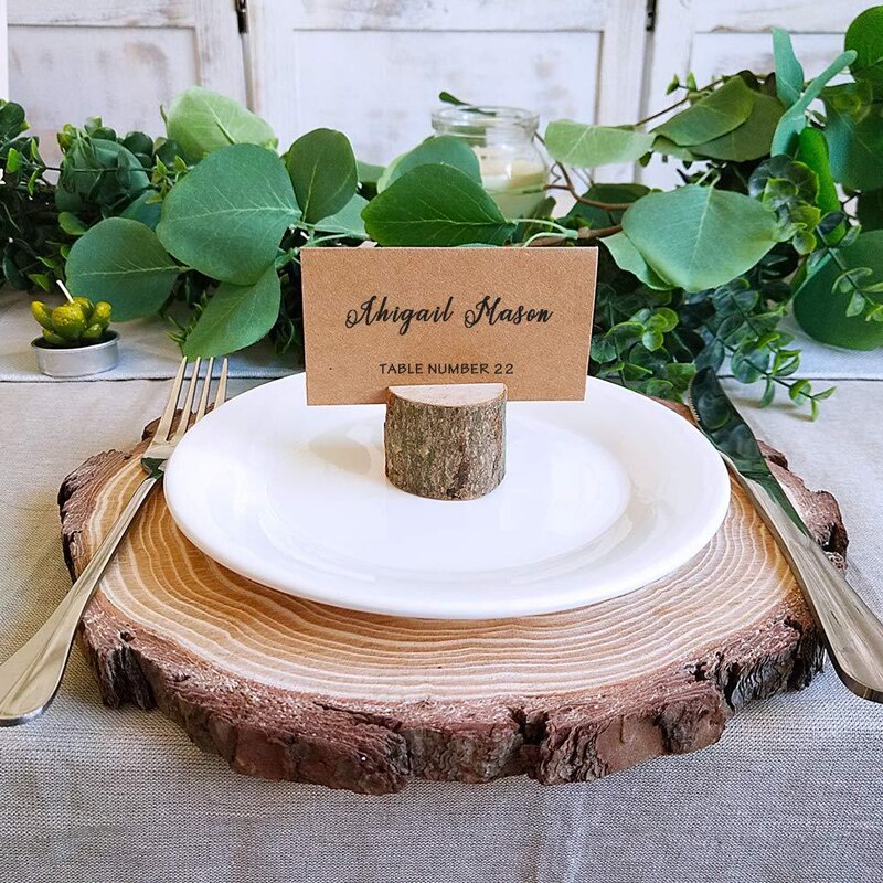 10Pcs Table Bark Memo Holder Stump Shape Menu Number Memo Stand Wedding Party Decor
