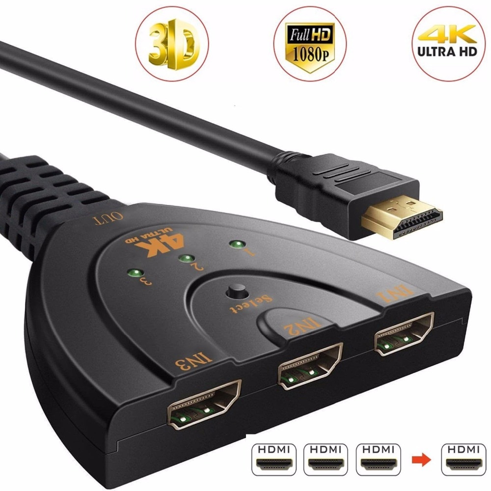 4K * 2K 3D Mini 3 Port Hdmi-Compatibel Schakelaar 1.4b 4K Switcher Splitter 1080P 3 In 1 Out Poort Hub Voor Dvd Hdtv Xbox PS3 PS4: 4k 30hz