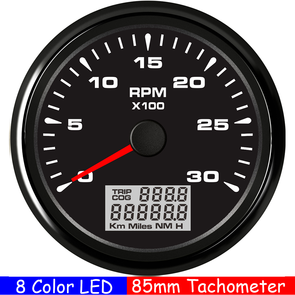 3000,4000,6000,8000Rpm Marine Tacho Meter Met Trip Cog Urenteller Tacho Sensor M16 M18 Waterdichte Auto Boot Toerenteller Gauge 85Mm: 3KRPM BB