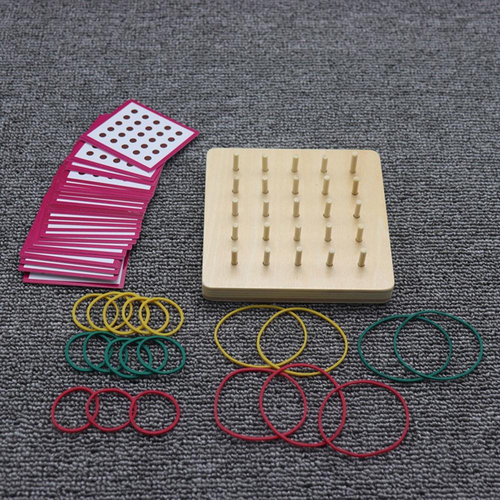 Geoboard de madera con lazo de goma, juguete educativo para niños, con tarjetas geométricas