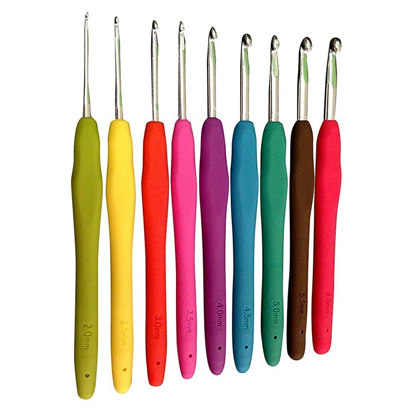 1pc 2-10mm z gumową rączką szydełko haki igły dzianiny plecione wyroby przędzy przyrządy do szycia szydełka szydełka narzędzia do dziania