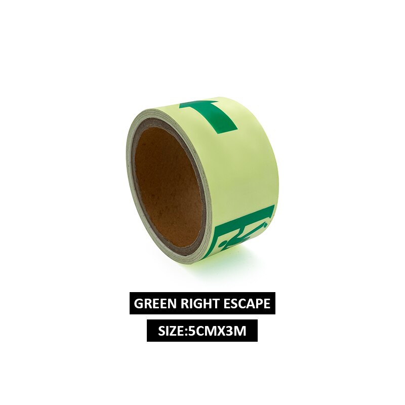 3M Glow Tape Zelfklevende Sticker Verwijderbare Lichtgevende Tape Fluorescerende Glowing Dark Opvallende Waarschuwing Tape: Green Right Escape