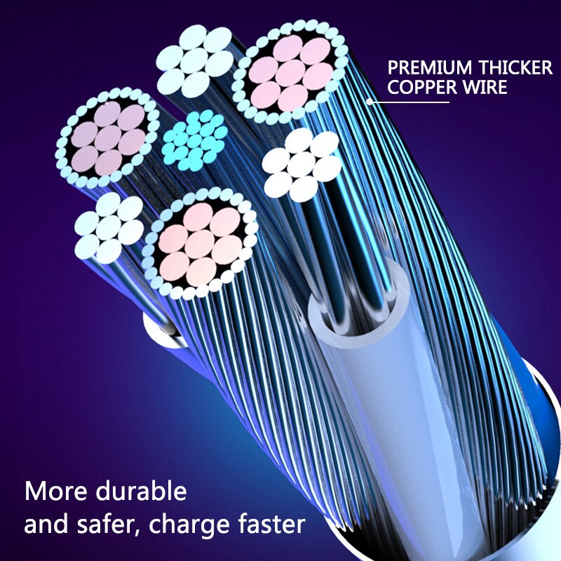 USB Phone Glowing Charging Cable Flow Light Cord Led Wire For Micro USB Type C Fast Charger For iPhone 12 Huawei Xiaomi Sumsung