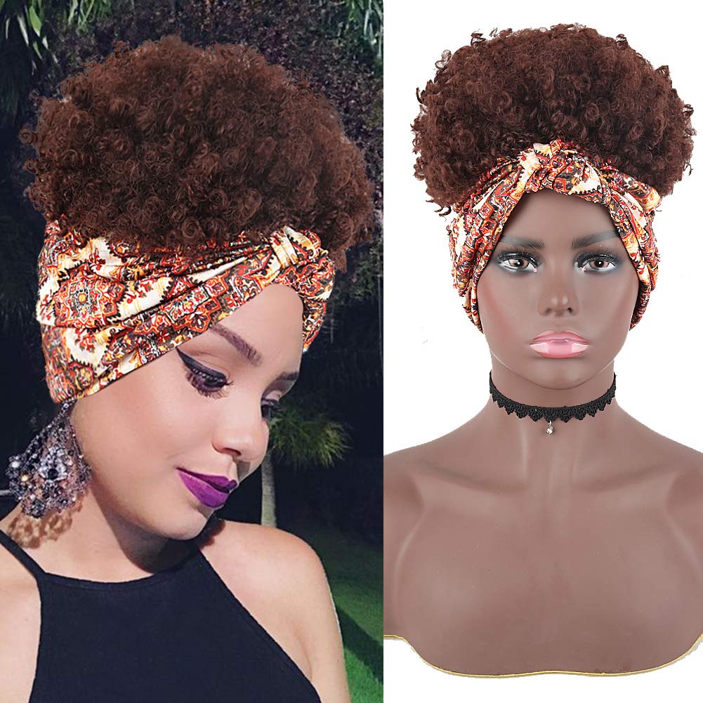 Deyngs Tulband Wrap Pruik 2 In 1 Afro Bladerdeeg H Grandado