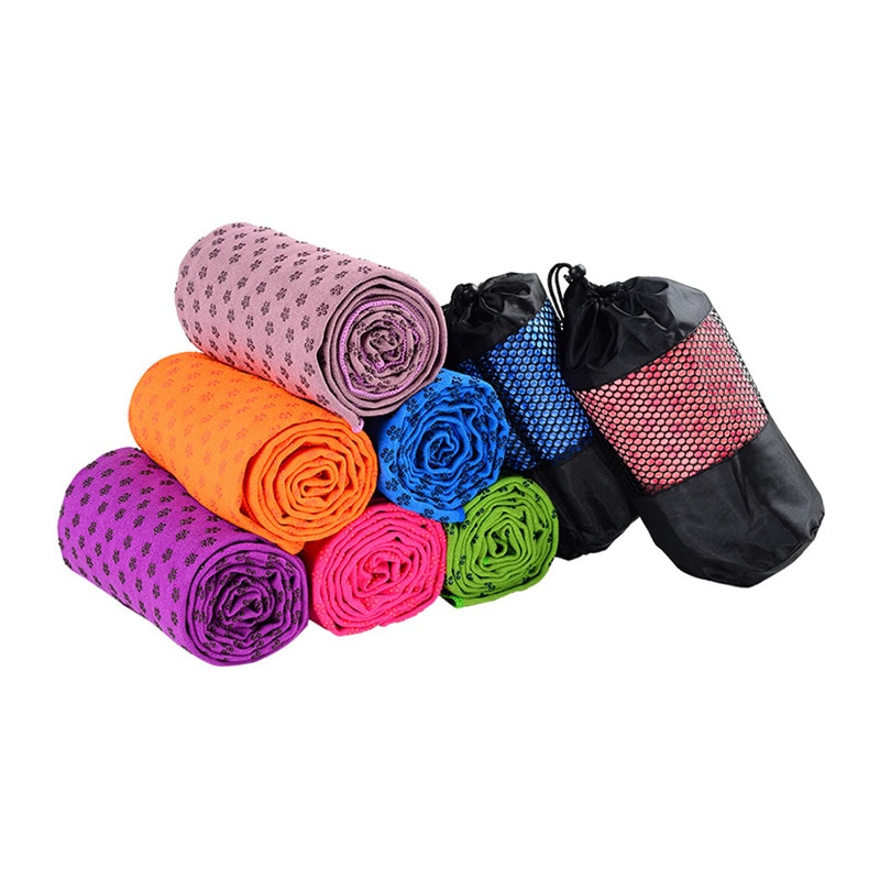 Skridsikker yoga tæpper håndklæde behagelig sport fitness træning gym yoga pilates måttetæppe absorbere svedhåndklæde 183 x 61cm