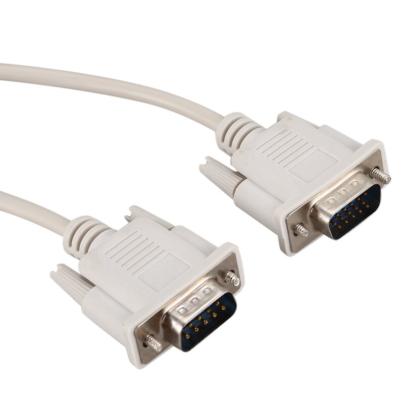 1.4M RS232 DB9 9 broches mâle vers VGA vidéo 15 broches mâle adaptateur câble gris clair