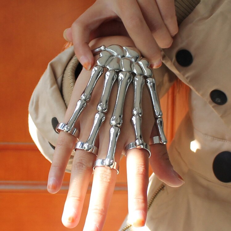 Hapiship-pulsera elástica con esqueleto de calavera para Halloween, brazalete con anillos RCH Cool, estilo de , ,