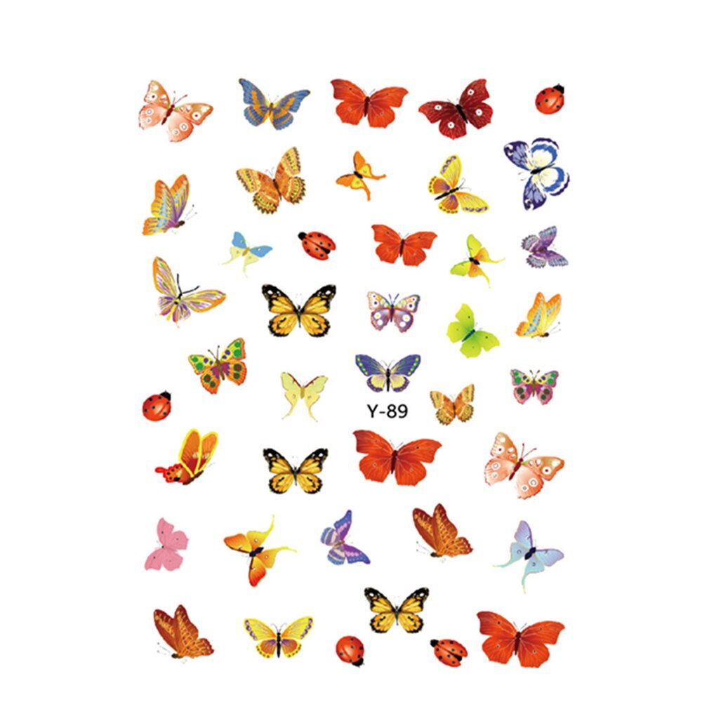 Nail Vlinder Sticker 3D Stickers Leuke Vlinder Nail Stickers Waterdicht Verfraai Nails Diy Template Creatieve Stickers: Y89