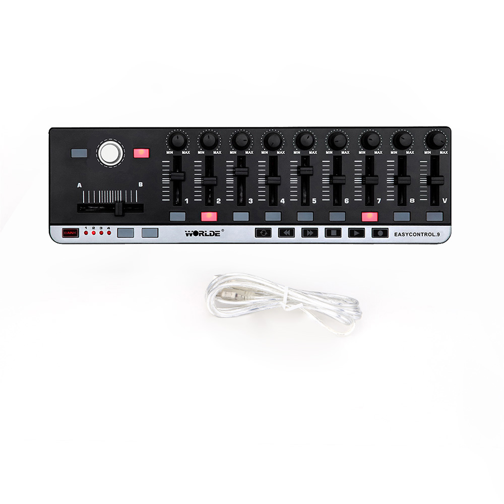 Worlde EasyControl.9 MIDI Keyboard Portable Mini USB 9 Slim-Line Control MIDI Controller