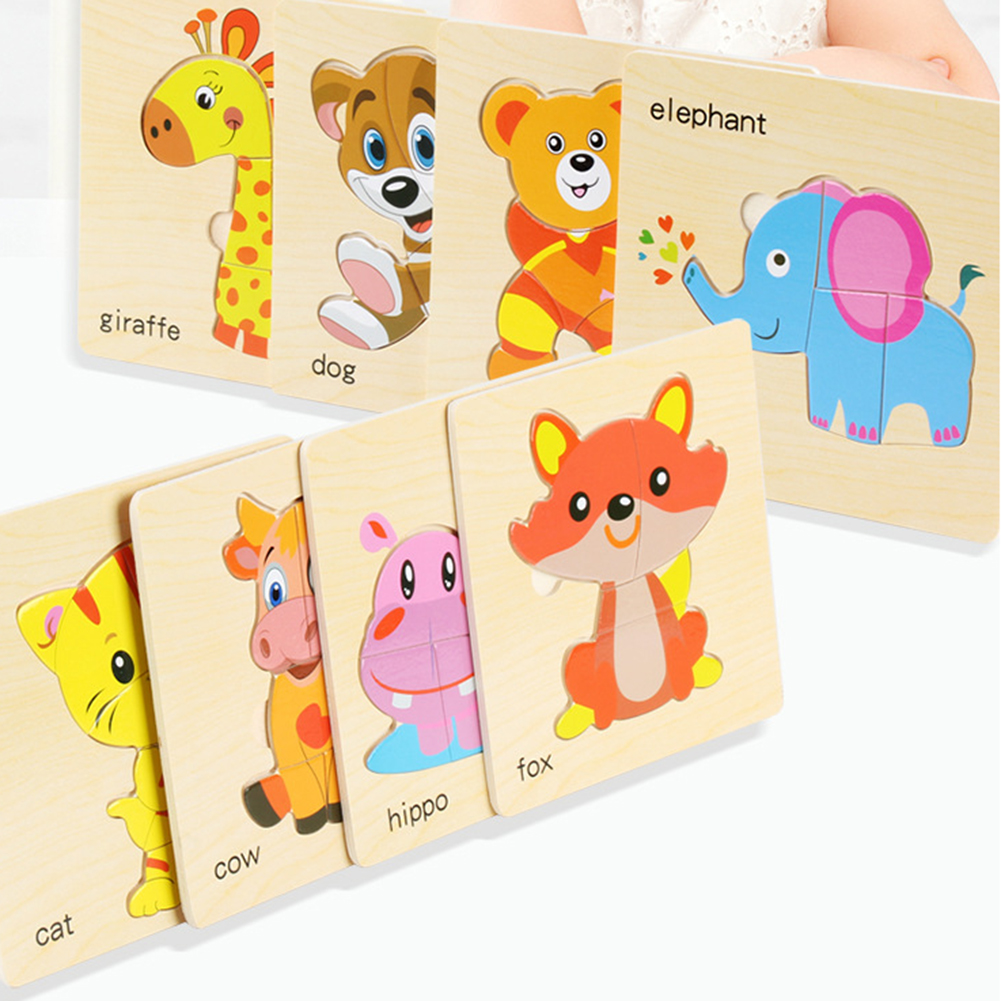 8 stuks Baby Puzzel Speelgoed Houten Cartoon Fruit Puzzel Puzzel Board Leren Baby Onderwijs Speelgoed Kleur cognitieve vermogen