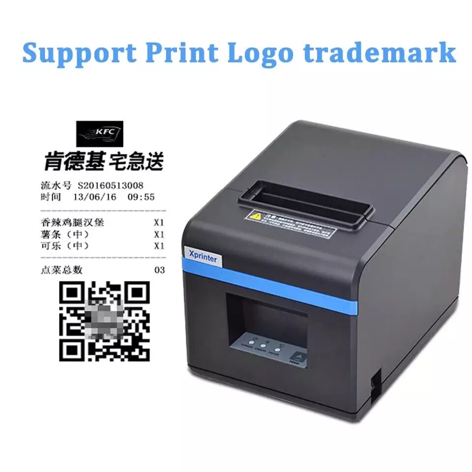 80mm high speed thermal receipt printer ticket Kitchen barcode QR code printer Restaurant POS printer with automatic cutter