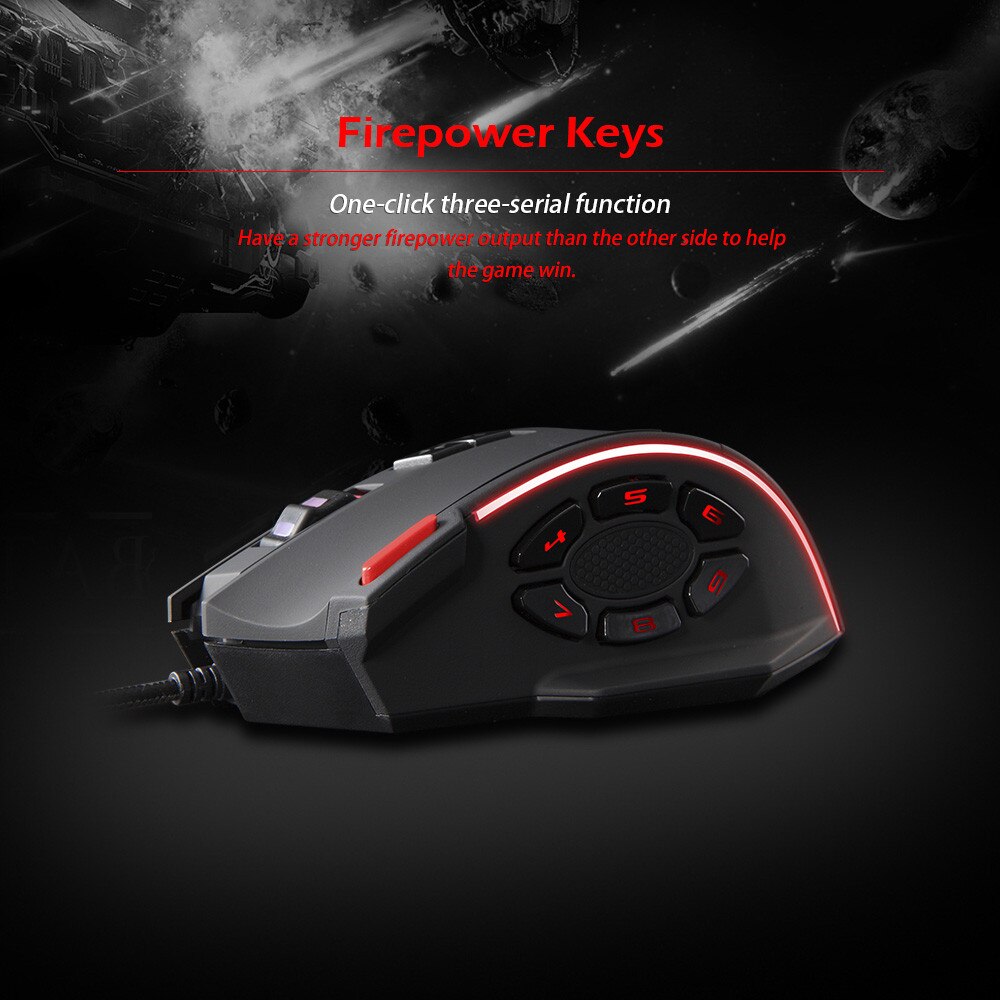 Zelotes C13 Gaming Mouse Adjustable 10000DPI 13 Programmable Buttons 5000Fps RGB LED Light Wired Mice For Computer PC Laptop J12
