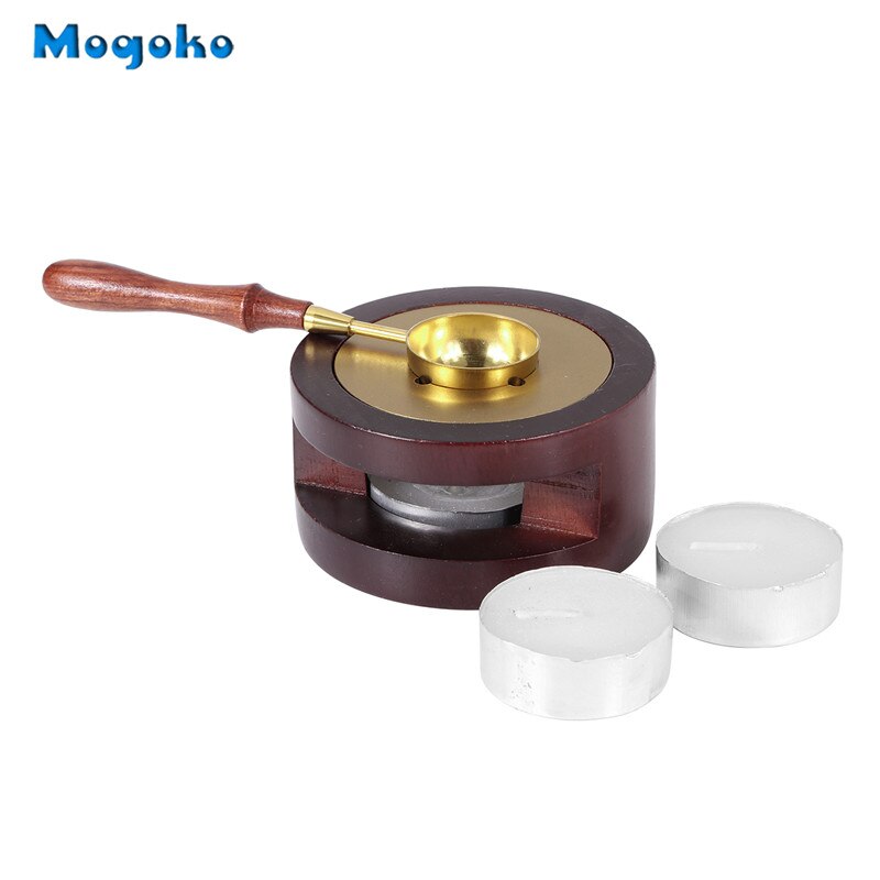 Mogoko Wax Seal Warmer Wax Seal Furnace&Melting Spoon Kit Wax Beads Sticks Melting Tool for Wax Seal Stamp (Wooden Wax Melting): Default Title