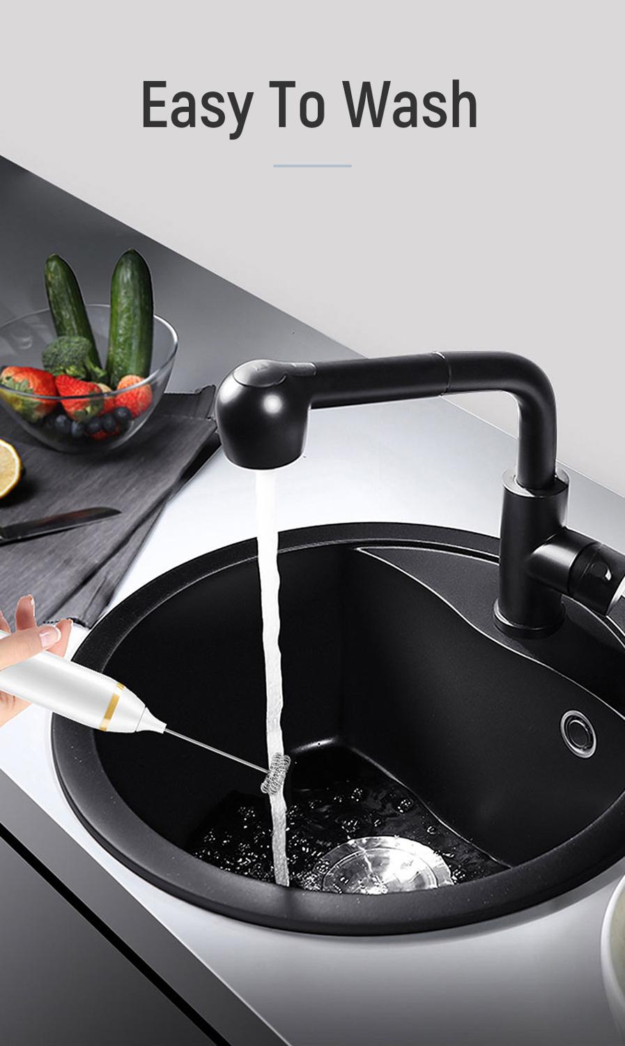 Milk Frother Electric Coffee Mixer With 2 Whisks Rechargeable Handheld Eggbeater Mix Machine Household Kitchen Egg Beater