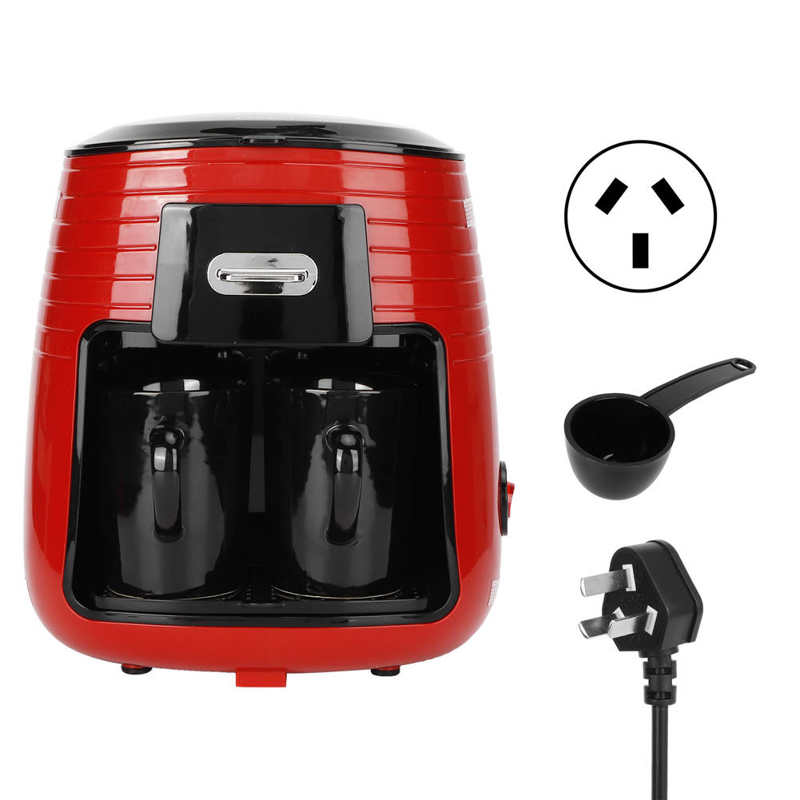0.25L Coffee Maker Full Automatic Coffee Machine American Double Cup Drip Coffee Maker Tea Making Portable Coffee Maker: AU Plug
