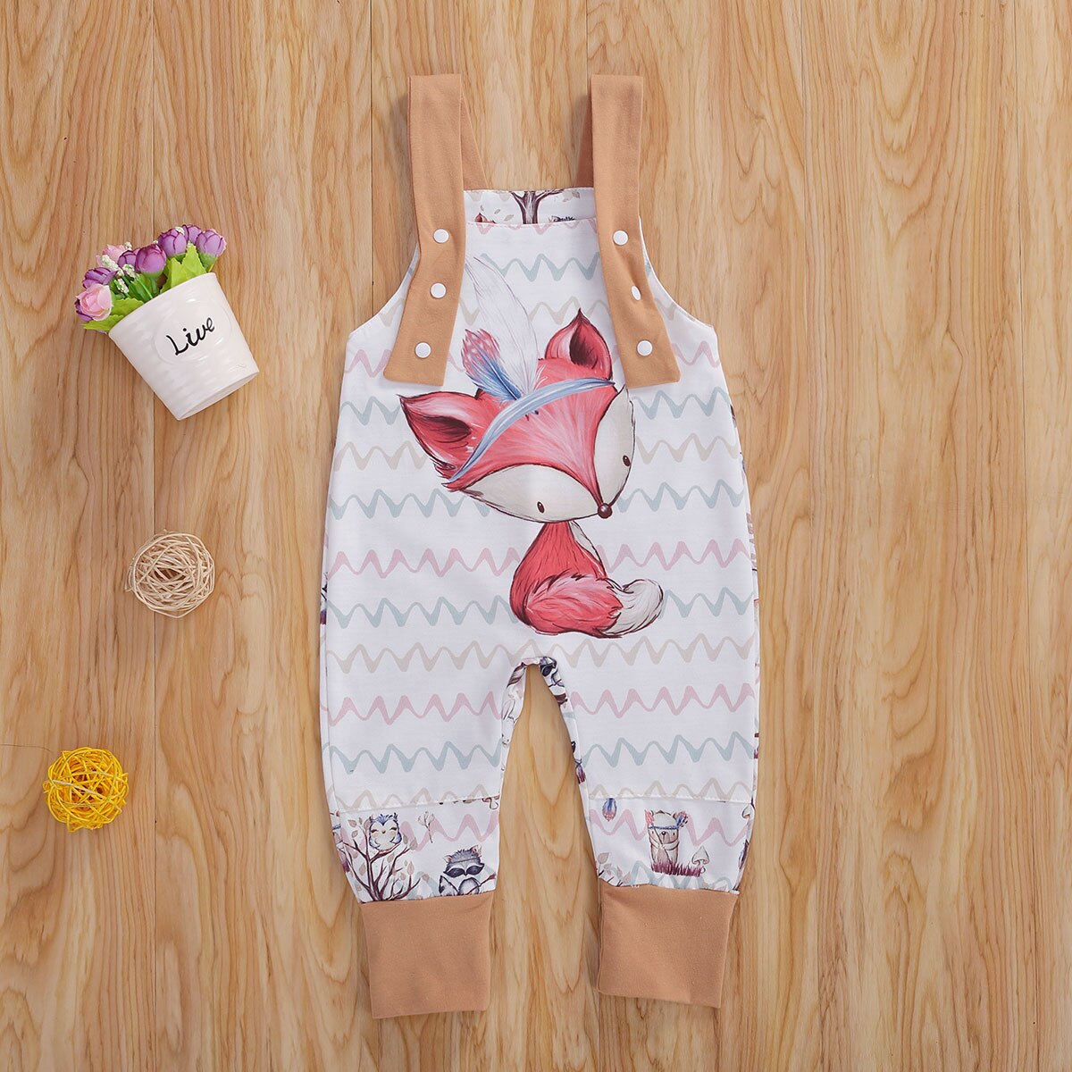0-4Y Baby Baby Jongens Meisjes Rompertjes Cartoon Herten Print Mouwloze Knop Overalls Broek