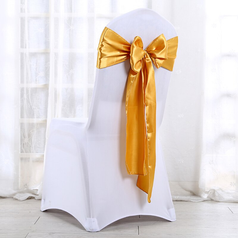 Bruiloft Stoel Sjerpen Bruiloft Stoel Bow Satin Stoel Sjerpen Lint Partij Stoel Band Decoratie Mariage: Goud