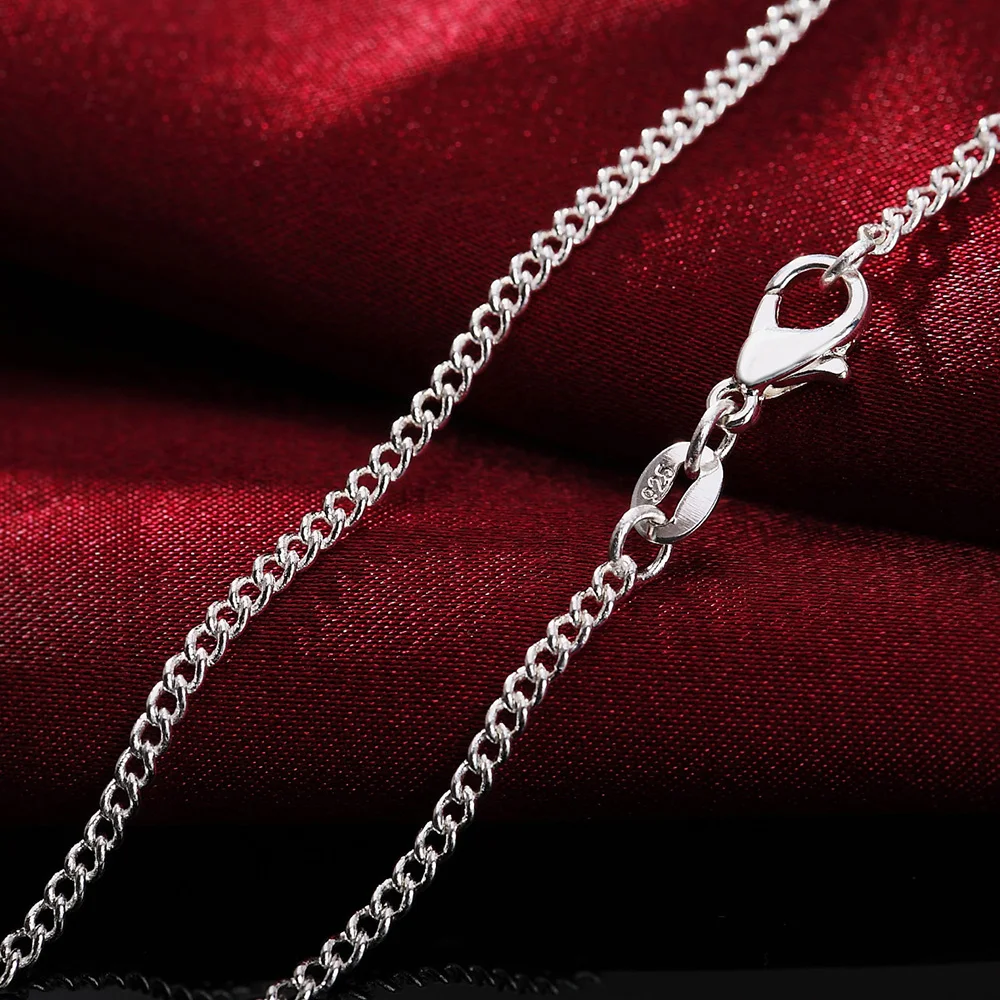 925 Sterling Zilveren Ketting 16/18/20/22/24/26/28/30 Inches 2 MM String Chain Voor Vrouwen Mannen Sieraden