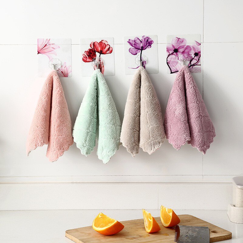 GIANTEX 5pcs Solid Soft Water Absorbent Microfiber Hand Towel Hanging Bathroom Kitchen Towel Cleaning Cloth Quick Dry Towel