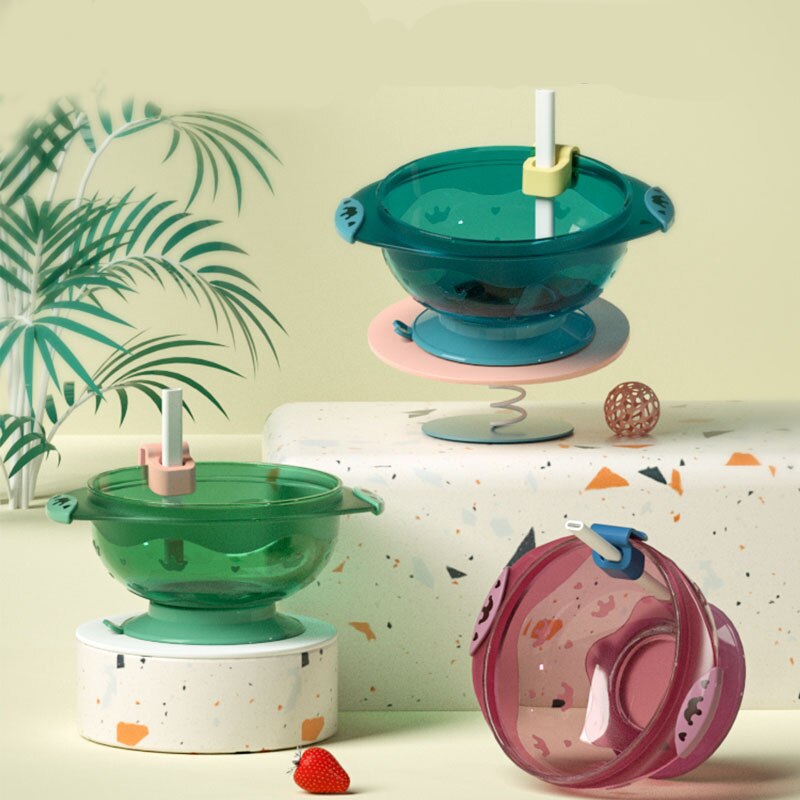 Bébé Paille Bol à Soupe Avec Couvercle Silicone Assiette Formation Complémentaire Bol de Nourriture Pour Bébé accès