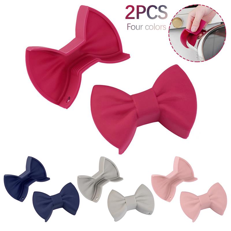 Bowknot Silicone Pot Holder Oven Mitts Finger Protector Pinch Grips Heat Resistant Non-Slip Pot Holder Kitchen Cooking Baking
