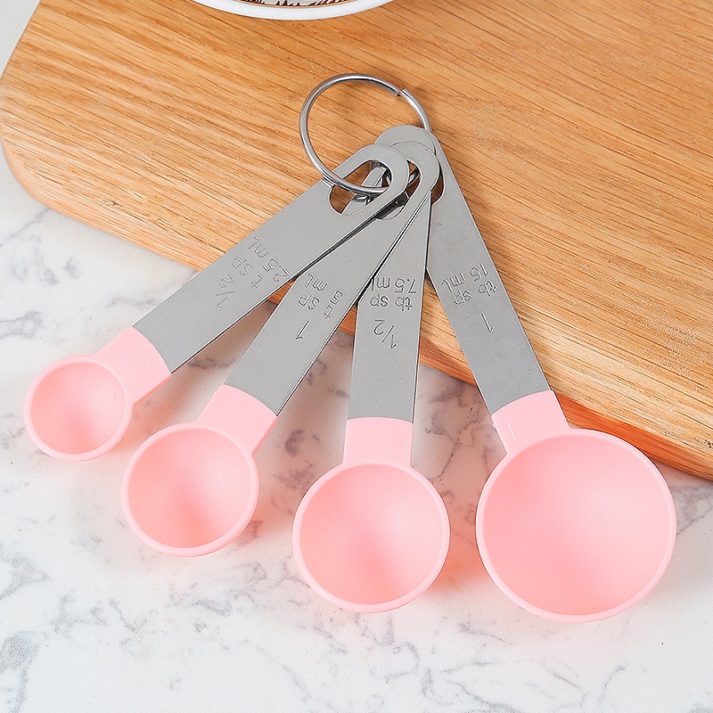 4Pcs/8Pcs Measuring Cup and Spoon Multipurpose Spoon Cup Measuring Tool Baking Accessories Stainless Steel Handle Kitchen Gadget