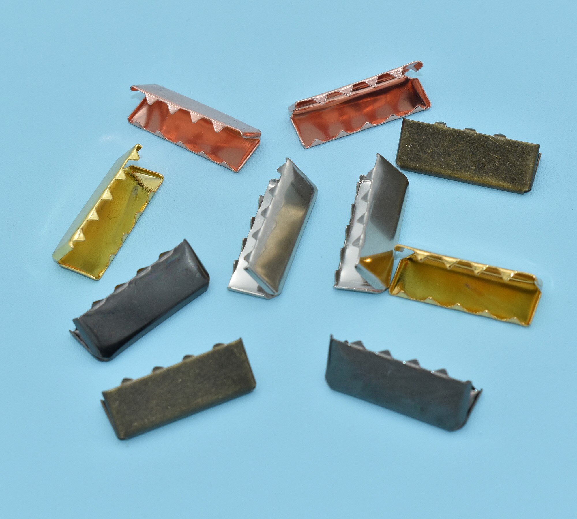 25mm Ribbon Clamps Ends Fasteners Clasps Cord Ends Cap Foldover Connectors for Leather Lanyard Strap Jewelry Making