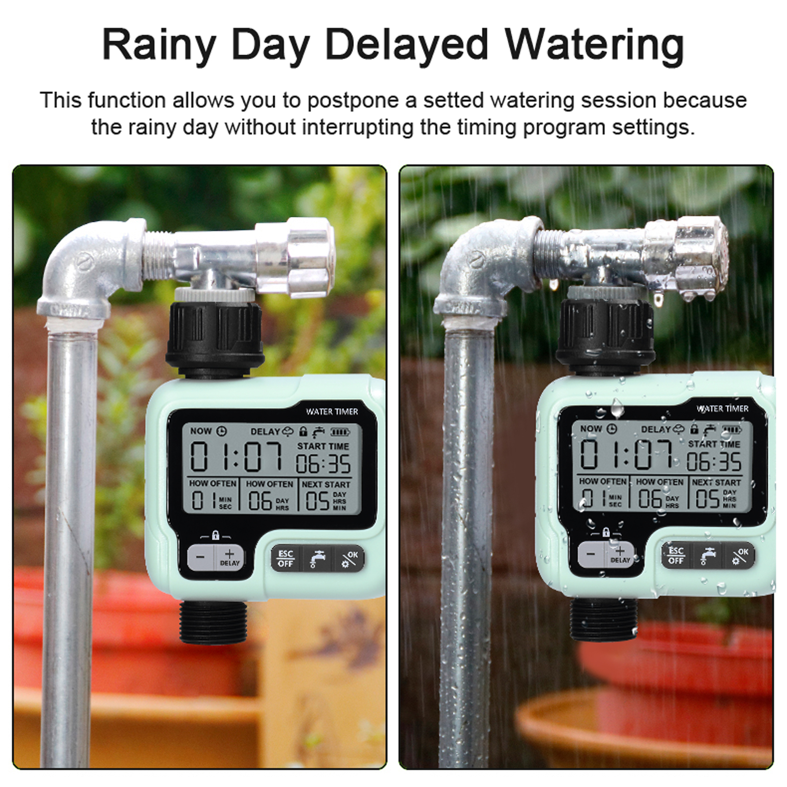 Intelligent Auto Irrigator Controller Home Garden Water Timer Auto Drip Irrigation System Controller for 3/4 Inch Hose Faucets