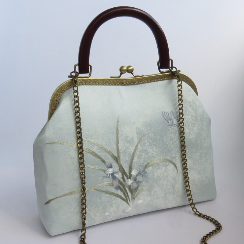 Borduurwerk houten hand schelp tassen vintage chique dame vrouwen tas tote dames handtassen moeder met  a 120cm kettingriemen