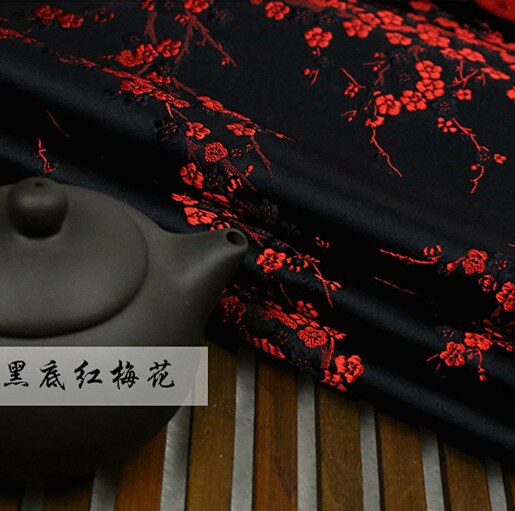 Tela floral de ciruela roja imitación de seda tejido Damasco brocado de Jacquard mobiliario para tapizar costura retazos de tela de tejido 75*50cm: D