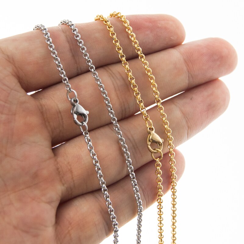 Simsimi 2 farbe edelstahl Rolo Kette Frauen Halskette Kette gold/stahl Farbe Schmuck Erkenntnisse