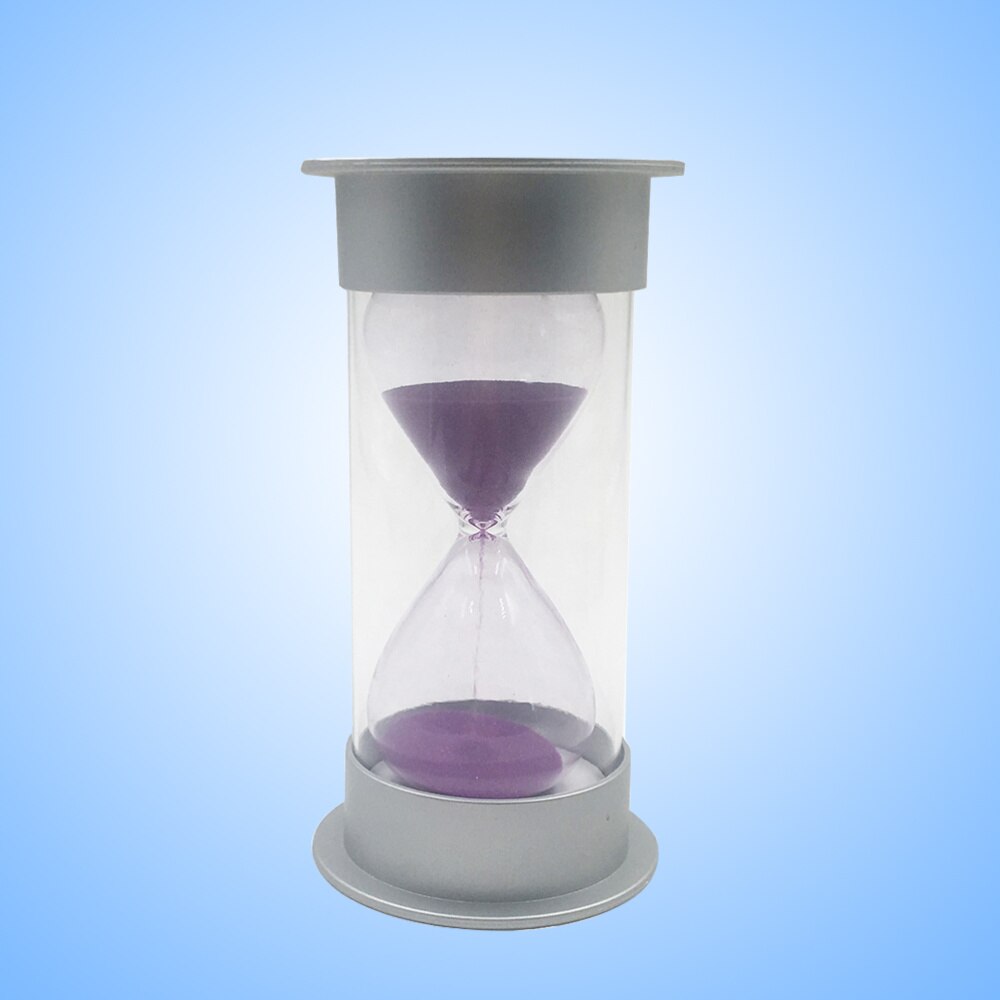 Simple Cylinder Sand Hourglass 5 Minutes Sand Timer Sandglass Hourglass (Silver and Blue)